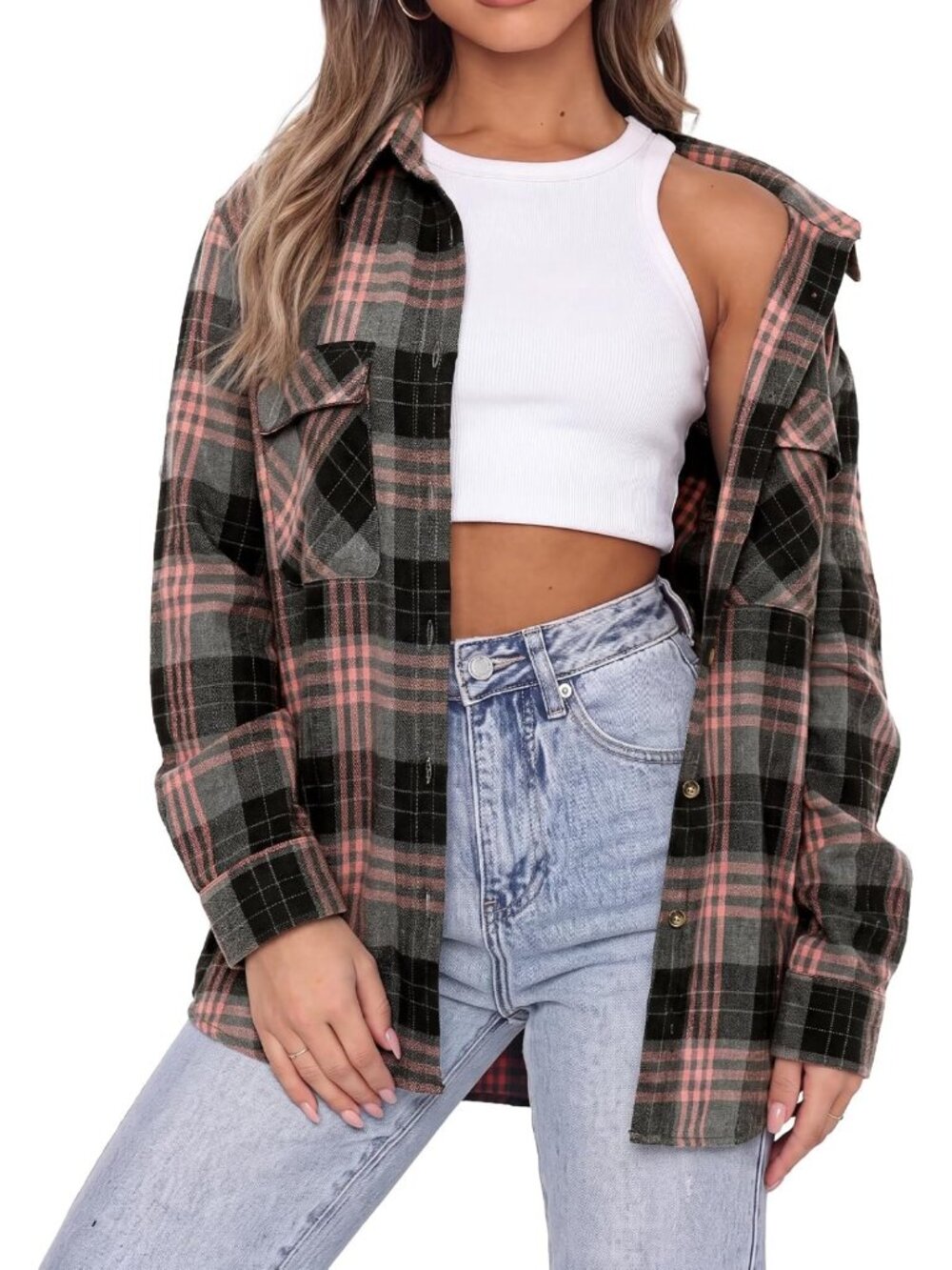 Cozy Plaid Flannel Shirt for Women | Long Sleeve Button Down Top | Casual Style